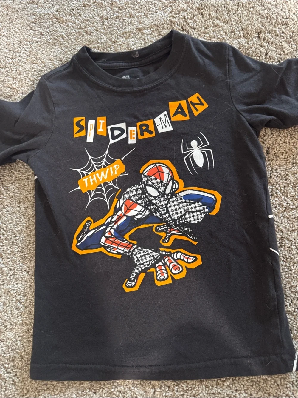 Marvel Spider-Man Black Orange and White Graphic Tee